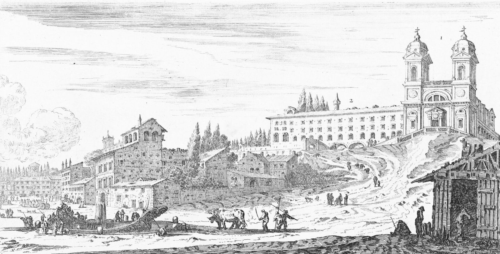 "Israël Silvestre, Piazza della Trinita de Monti, 1640-1660, etching on laid paper, plate: 11.5 × 20 cm (4 1/2 × 7 7/8 in.)
sheet: 21.1 × 33 cm (8 5/16 × 13 in.), Gift of Robert H. Thayer, 1981.69.12.215"
