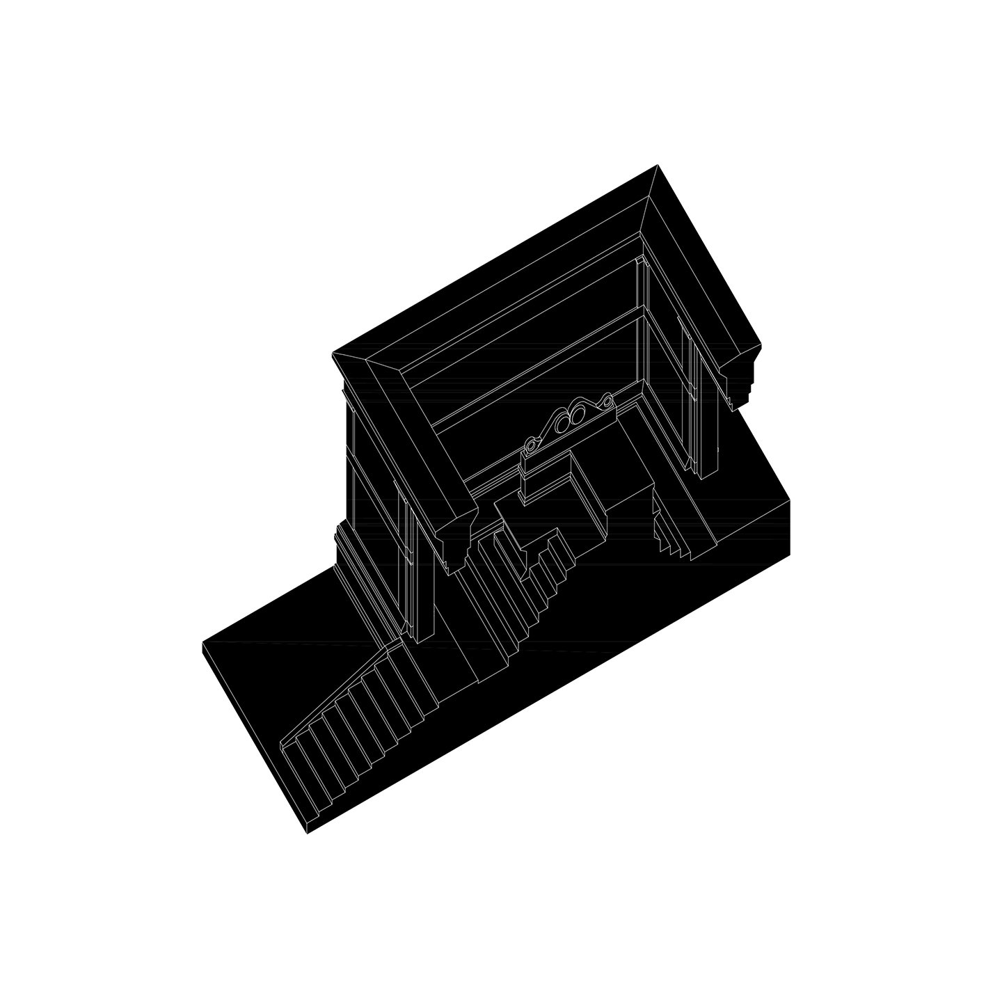 Modelo 3d de maqueta en blanco y negro