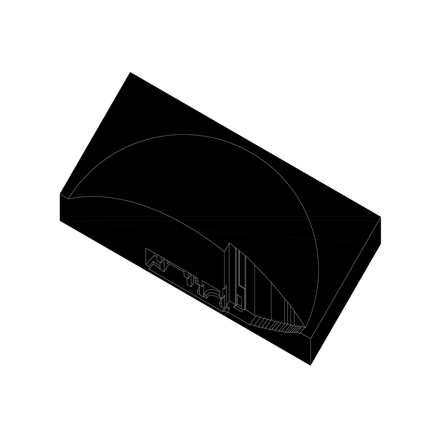 Maqueta 3D de escaleras en blanco y negro